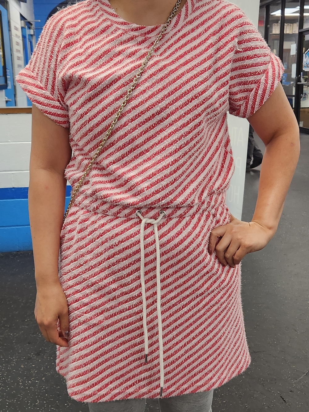 Lou & Grey Pink and White Striped Midi Dress